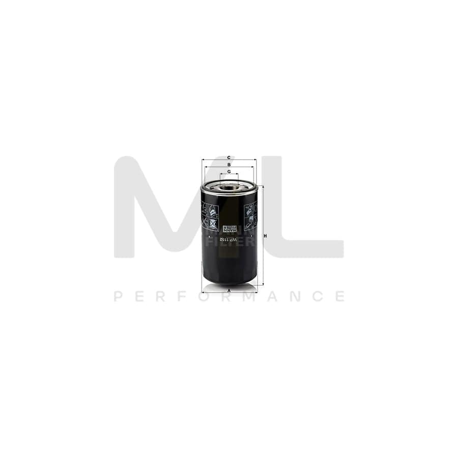 MANN-FILTER WP 1152 Oil Filter Spin-on Filter