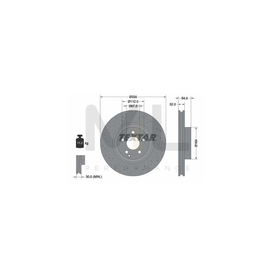 TEXTAR PRO+ 92171905 Brake Disc suitable for MERCEDES-BENZ S-Class Internally Vented, Perforated, Coated, High-carbon, without wheel hub, without wheel studs  - 1 piece