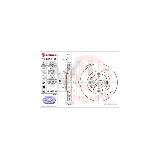 brembo-09-d937-11-brake-disc-for-porsche-macan-95b-internally-vented-slotted-coated-high-carbon-with-bolts-screws