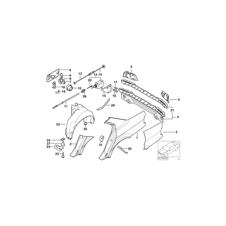 Genuine BMW 51258164787 E38 Actuator Bowden Cable 208mm (Inc. 750i, 728iL & 750iL)