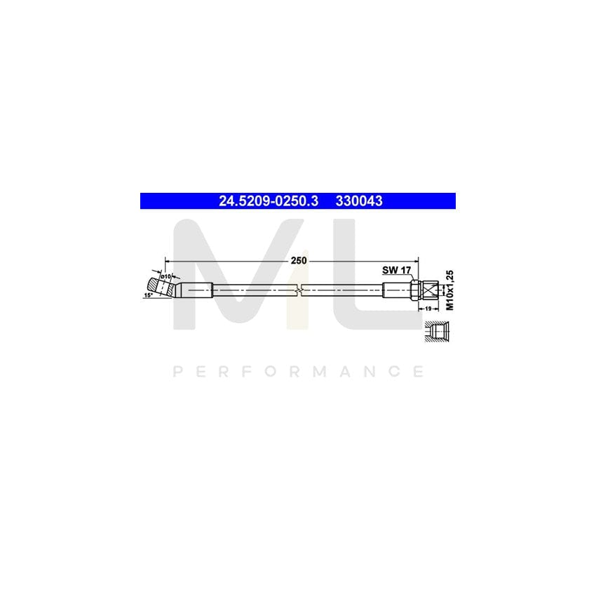ATE 24.5209-0250.3 Brake Hose 250mm, M10x1,25