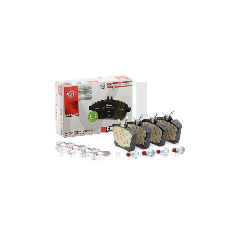 Ferodo Premier Eco Friction FDB1727 Brake Pad Set Not Prepared for Wear Indicator, With Brake Caliper Screws, With Piston Clip, With Accessories