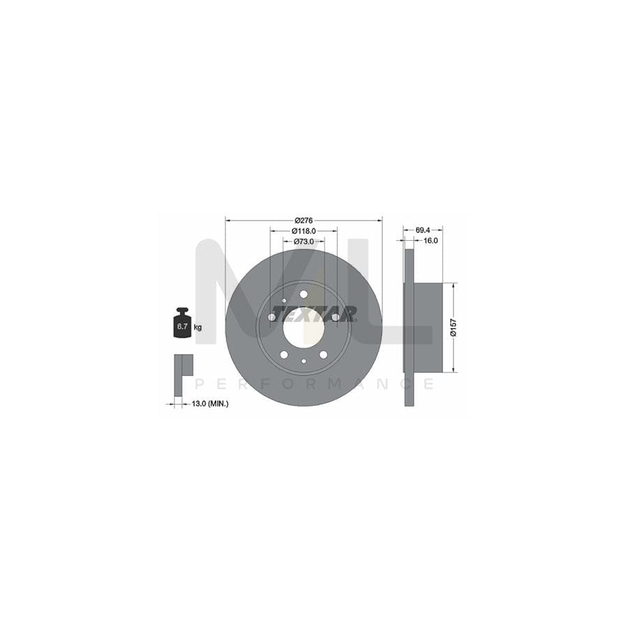 TEXTAR 93104700 Brake Disc for IVECO Daily Solid, without wheel hub, without wheel studs  - 1 piece
