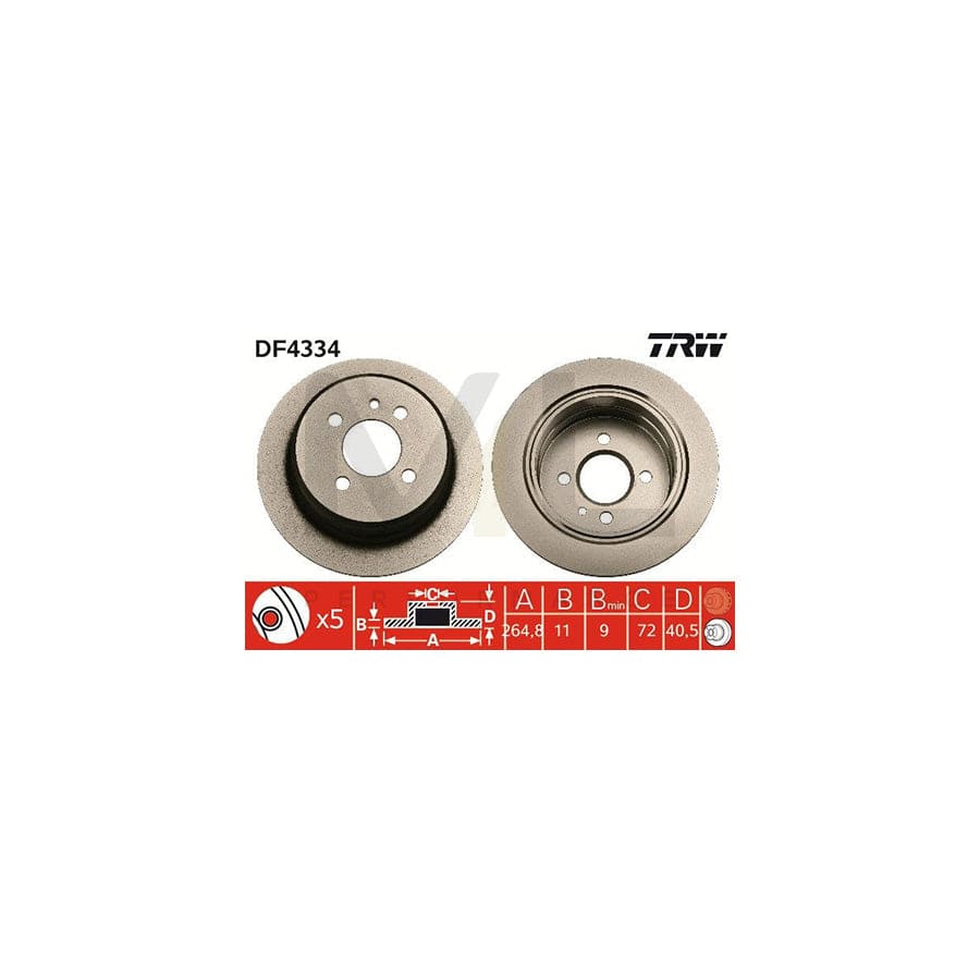 TRW DF4334 Brake Disc for BMW 3 Saloon (E30) Solid, Painted  - 1 piece