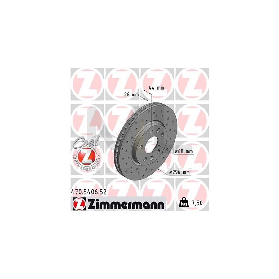 ZIMMERMANN SPORT COAT Z 470.5406.52 Brake Disc for RENAULT TALISMAN Internally Vented, Perforated, Coated  - 1 piece
