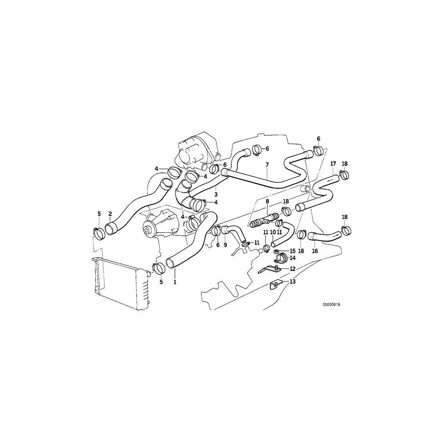 Genuine BMW 11532241078 E30 Water Hose (Inc. 324d & 324td)