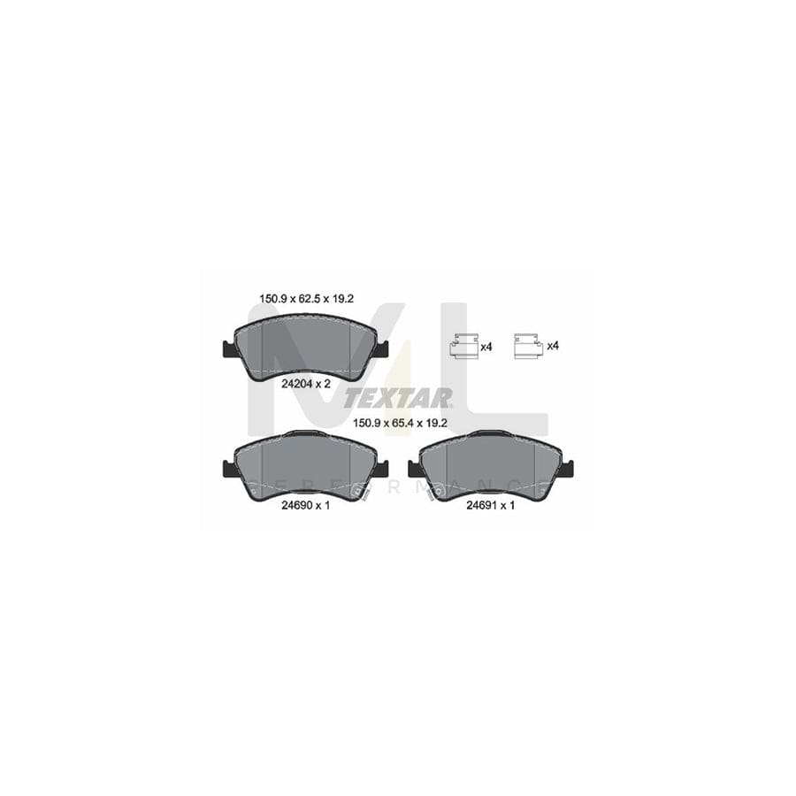 TEXTAR 2420401 Brake pad set with acoustic wear warning
