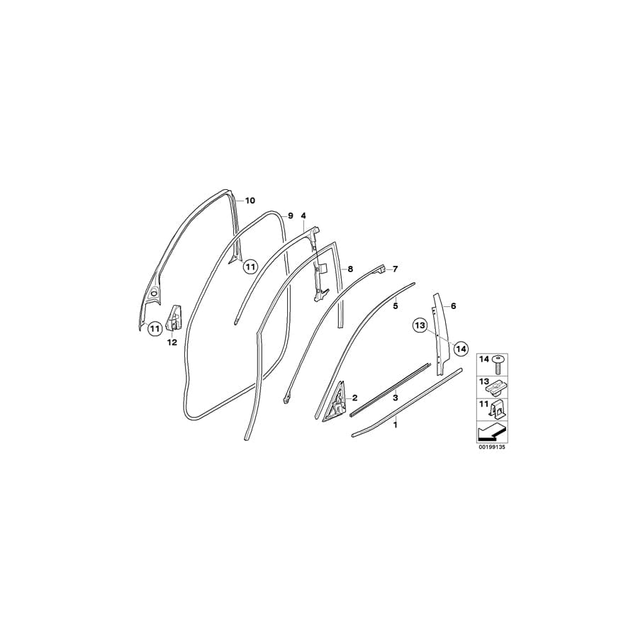 Genuine BMW 51338035547 E71 E72 Trim, Window Frame, Top, Door Front Left ALU-SATINIERT (Inc. Hybrid X6, X6 M50dX & X6 35dX)