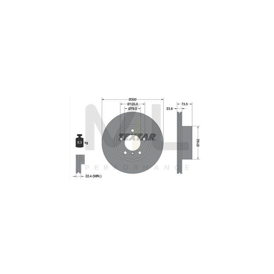 TEXTAR 92137700 Brake Disc Internally Vented, without wheel hub, without wheel studs  - 1 piece