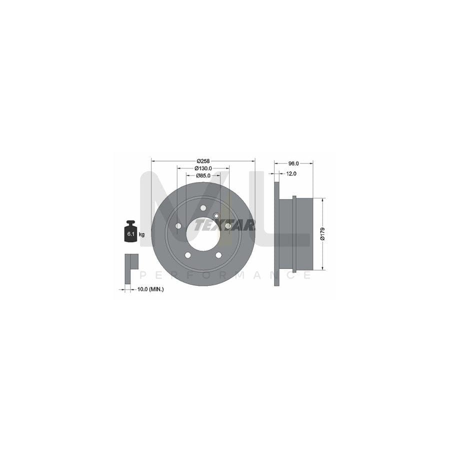 TEXTAR 92073400 Brake Disc Solid, without wheel hub, without wheel studs  - 1 piece