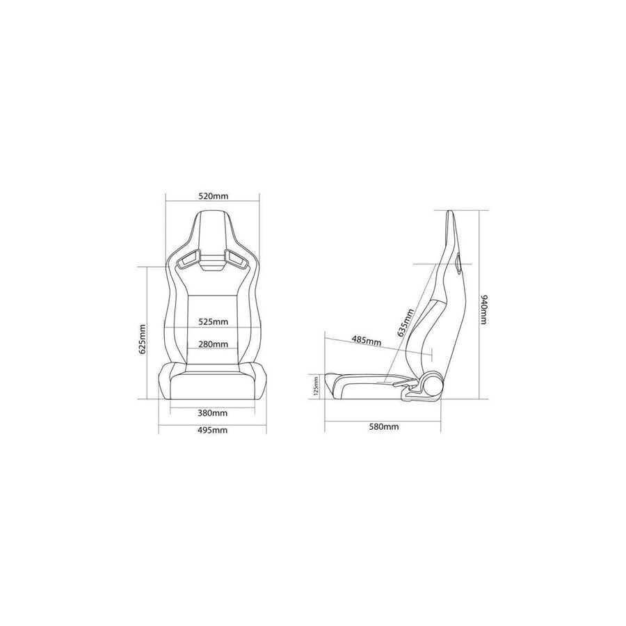 BRAUM Elite V2 Series Sport Reclinable Seats (British Tan Leatherette Black Suede Low Bolster Version) - Priced Per Pair