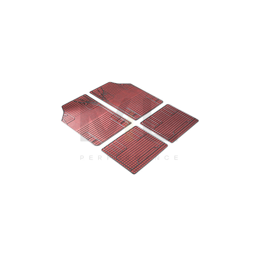 WALSER Universal fit, New Style 28055 Floor mat set PVC, Front and Rear, Quantity: 4, Black, Red