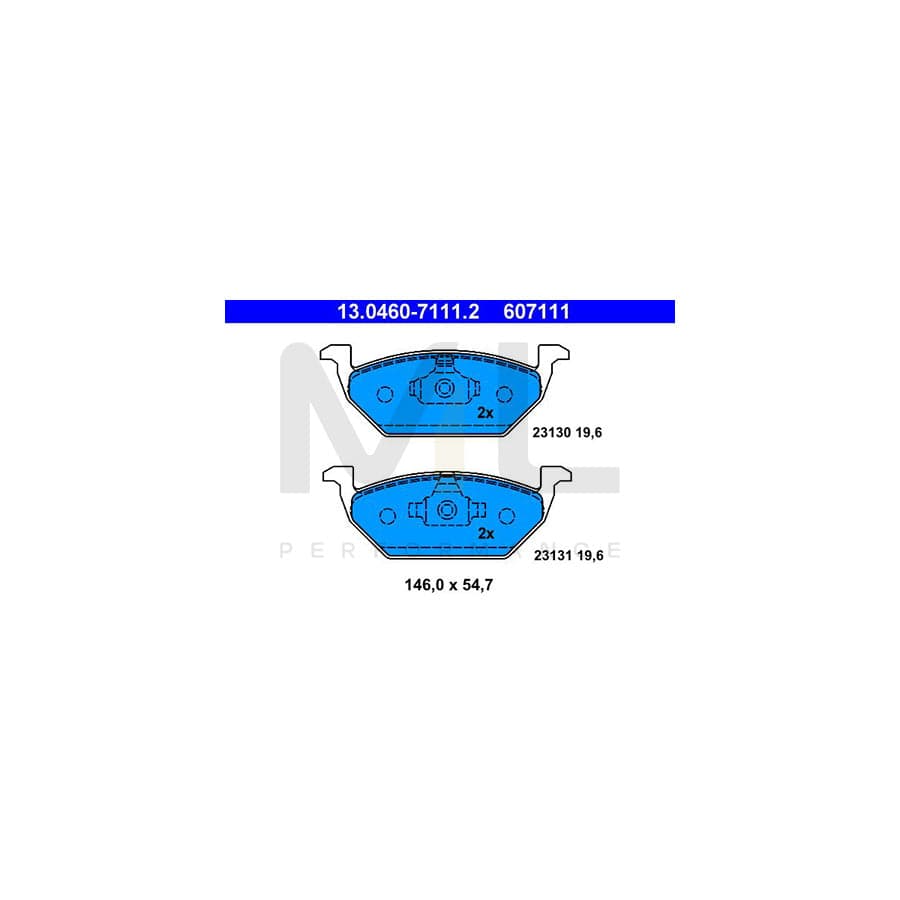 ATE 13.0460-7111.2 Brake pad set excl. wear warning contact, not prepared for wear indicator