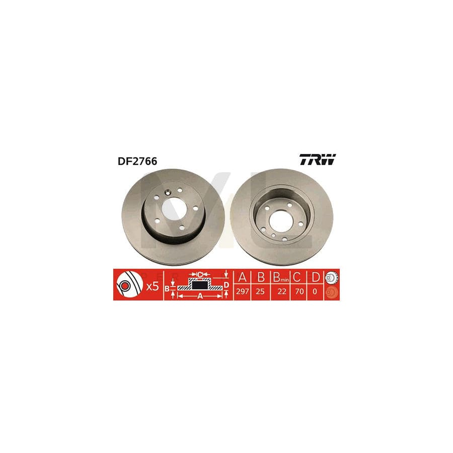 TRW DF2766 Brake Disc for LAND ROVER RANGE ROVER Vented, Painted, High-carbon  - 1 piece