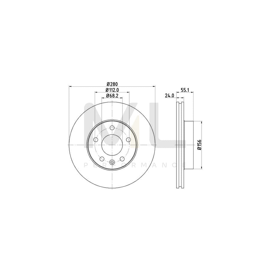 HELLA PRO High Carbon 8DD 355 127-331 Brake Disc Internally Vented, Coated, High-carbon, without wheel hub, without wheel studs | ML Performance Car Parts