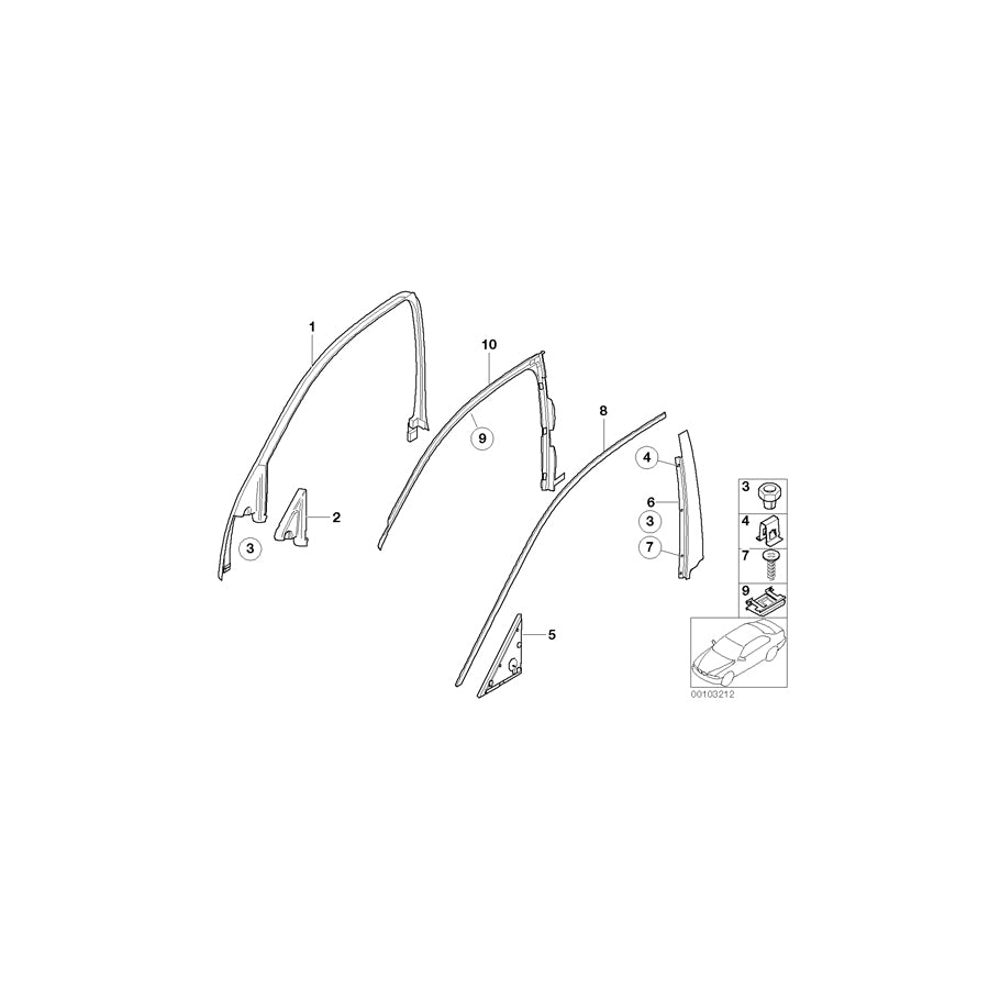Genuine BMW 51338223828 E65 E66 Sealing, Door Front Right (Inc. 750i, 760Li & 730Li)