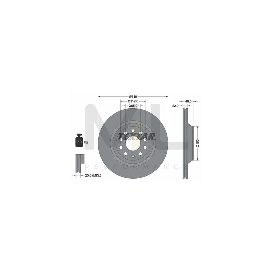 TEXTAR PRO 92140703 Brake Disc Externally Vented, Coated, without wheel hub, without wheel studs  - 1 piece