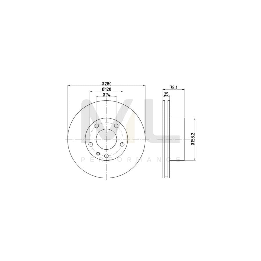 TEXTAR 92025500 Brake Disc Internally Vented, without wheel hub, without wheel studs  - 1 piece