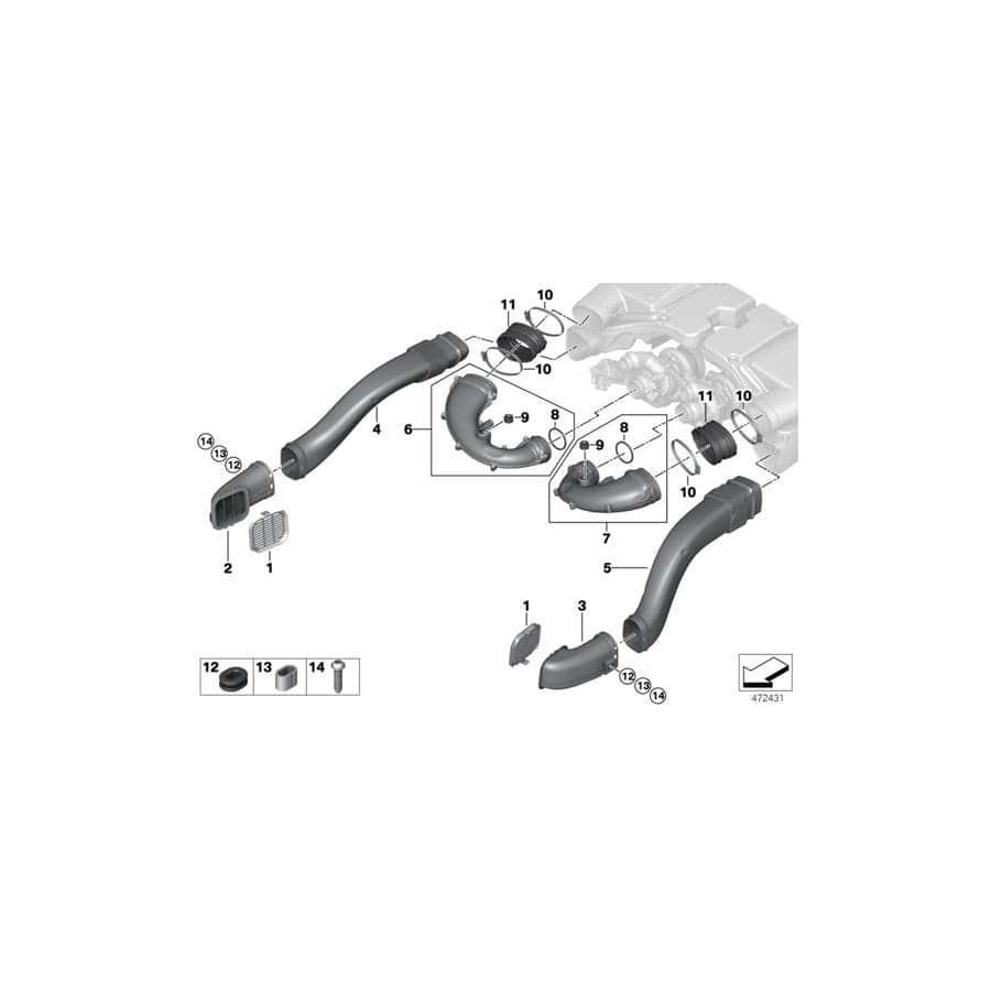 Genuine BMW 13717991433 G12 Unfiltered Air Snorkel ZYL 1-4 (Inc. ALPINA B7)