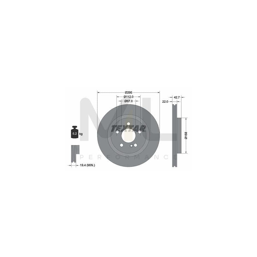 TEXTAR PRO 92286903 Brake Disc Internally Vented, Coated, without wheel hub, without wheel studs  - 1 piece