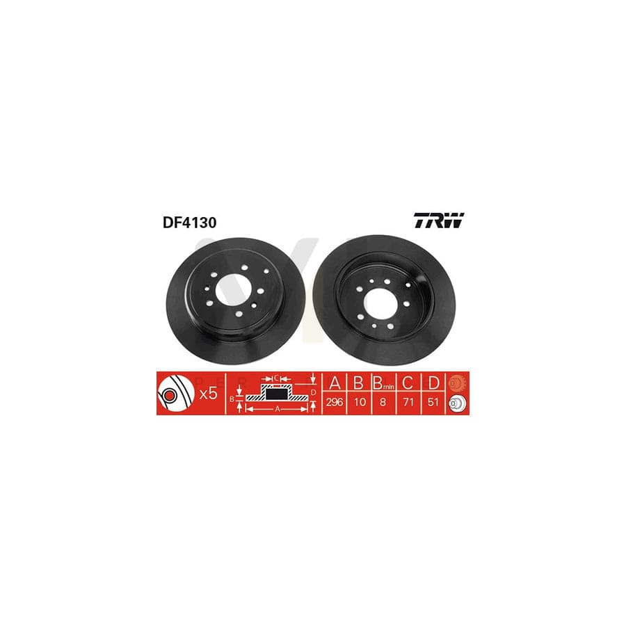 TRW DF4130 Brake Disc for PEUGEOT 607 Saloon Solid, Painted  - 1 piece
