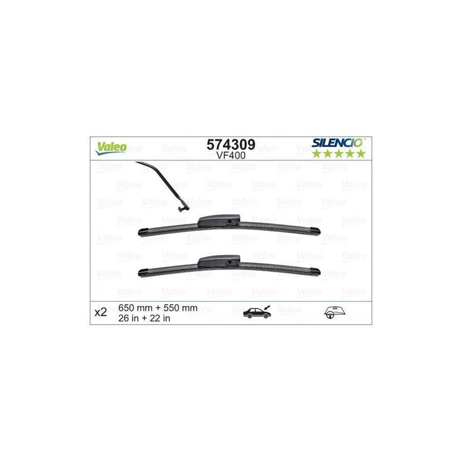 Valeo Silencio Flat Blade Set, Silencio X.Trm 574309 Wiper Blade
