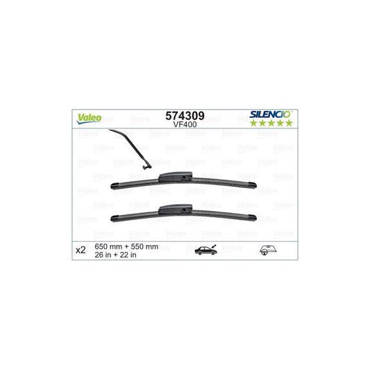 Valeo Silencio Flat Blade Set, Silencio X.Trm 574309 Wiper Blade