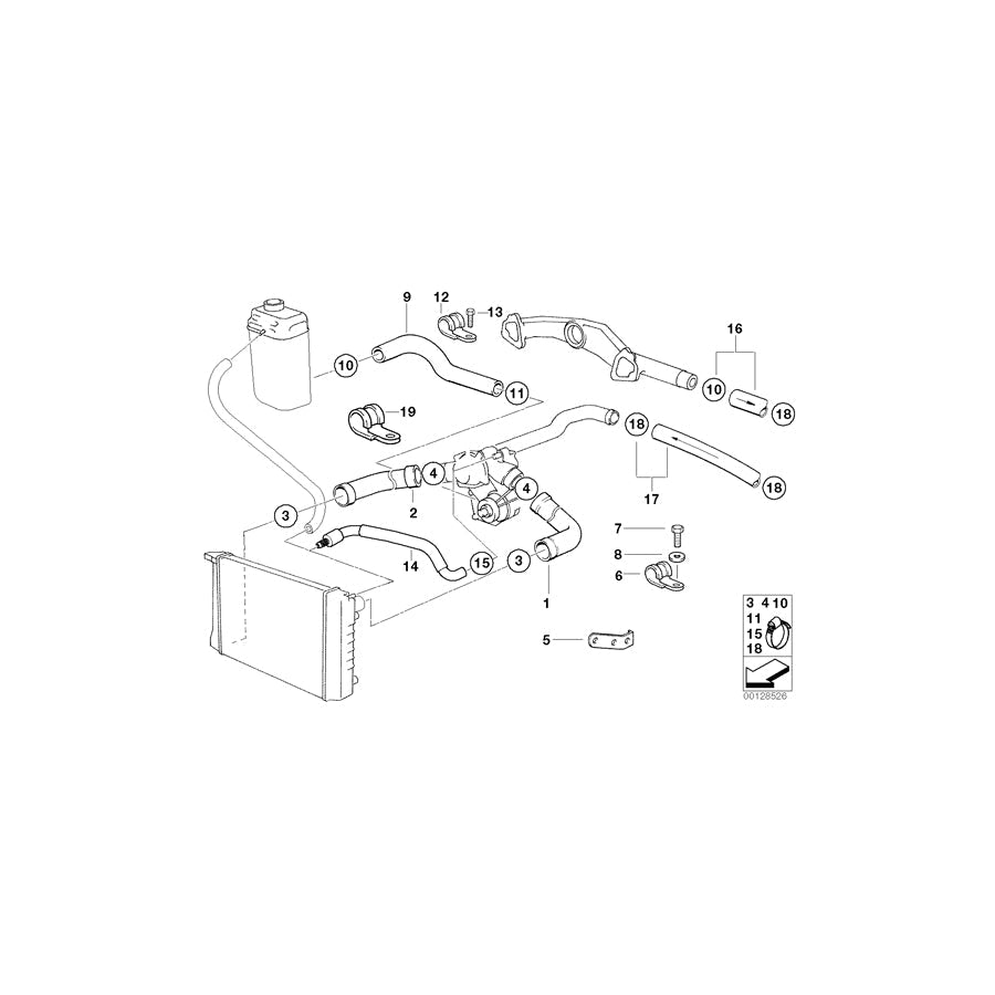 Genuine BMW 11531741415 E38 E31 Water Hose (Inc. 850Ci, 750i & 750iL)