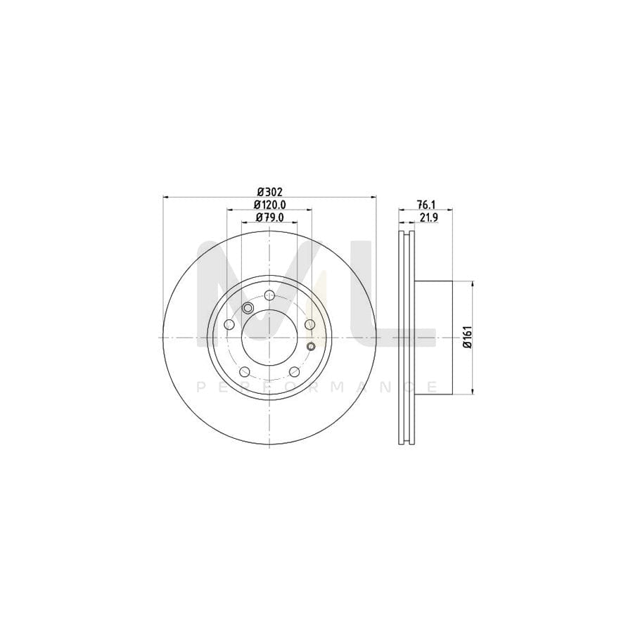HELLA PRO 8DD 355 101-711 Brake Disc Internally Vented, Coated, without wheel hub, without wheel studs | ML Performance Car Parts