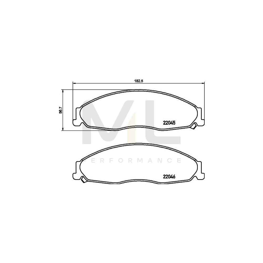 Hella 8DB 355 021-591 Brake Pad Set For Cadillac Cts I Saloon (Gmx320) With Acoustic Wear Warning, With Brake Caliper Screws, With Accessories | ML Performance Car Parts