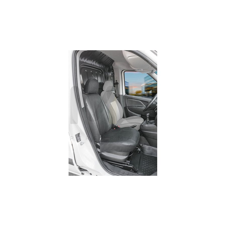 WALSER 11550 Car seat cover for FIAT DOBLO Black, Leatherette, Polyester, Front