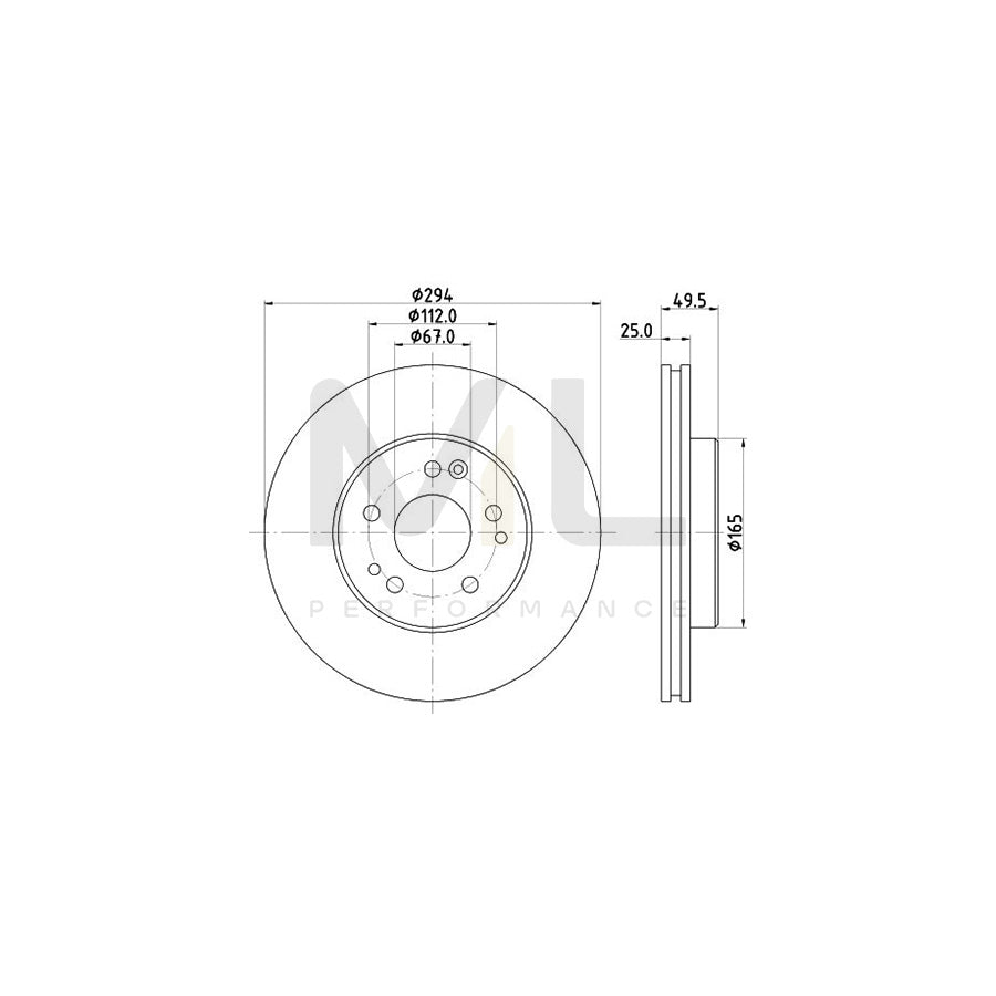 HELLA 8DD 355 103-031 Brake Disc Internally Vented, without wheel hub, without wheel studs | ML Performance Car Parts
