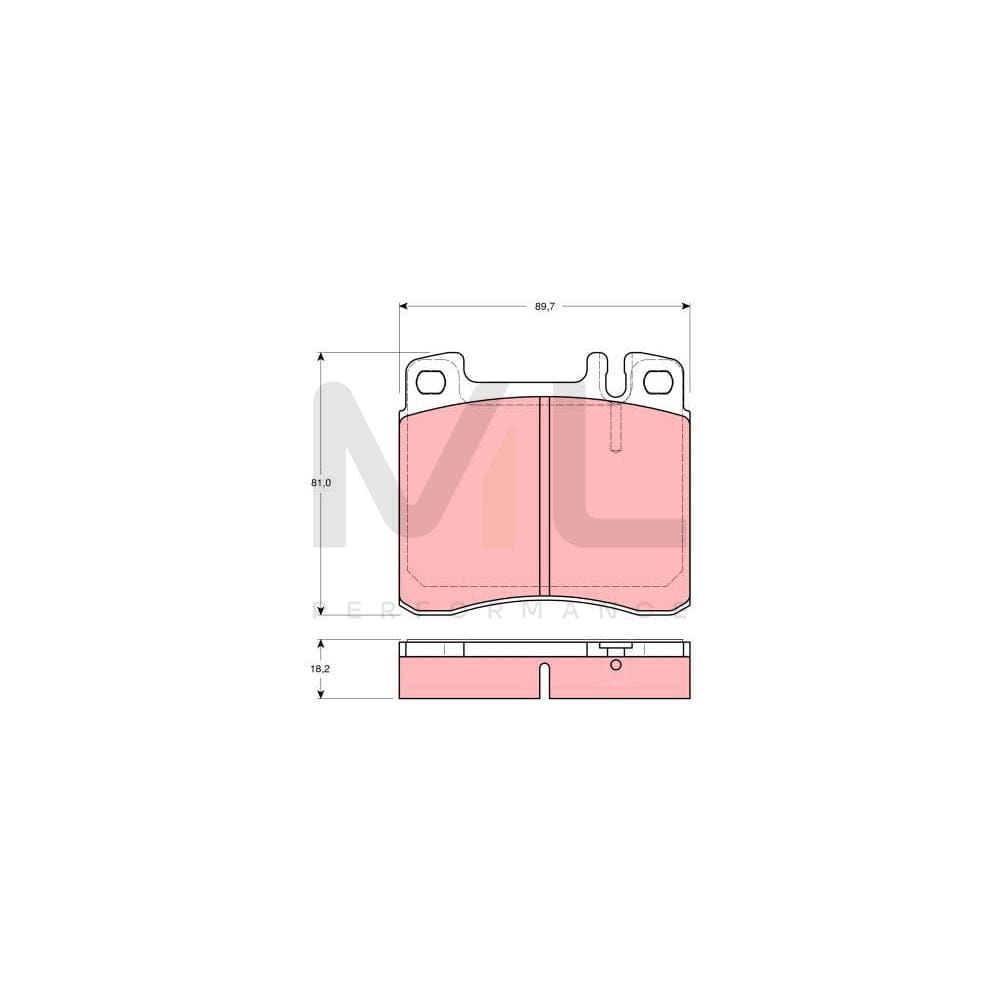 TRW Gdb1122 Brake Pad Set Suitable For Mercedes-Benz S-Class Saloon (W140) Prepared For Wear Indicator
