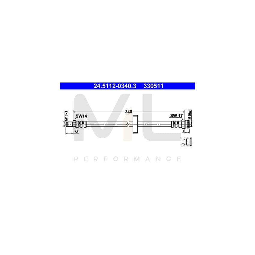 ATE 24.5112-0340.3 Brake Hose 340mm, M10x1