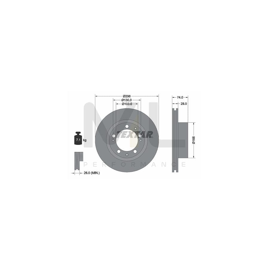 TEXTAR 92052300 Brake Disc Internally Vented, without wheel hub, without wheel studs  - 1 piece