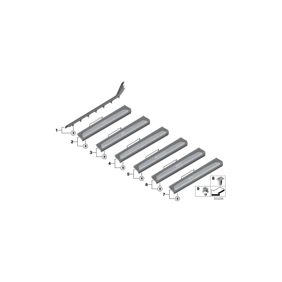 Genuine BMW 51477452451 G14 Trim Cover For Door Sill, Lighted, Left BMW (Inc. 840i, 840iX & 840dX)