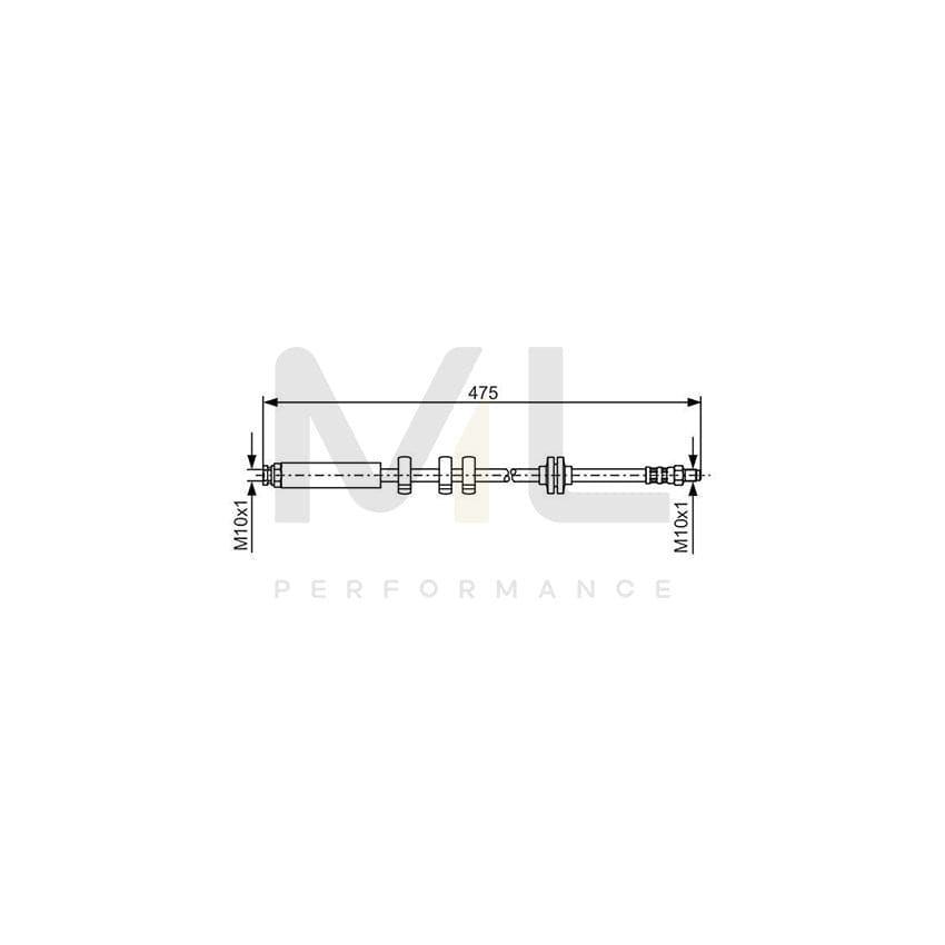 BOSCH 1 987 476 747 Brake Hose for FIAT Seicento / 600 Hatchback (187) 446mm, M10x1 | ML Performance Car Parts