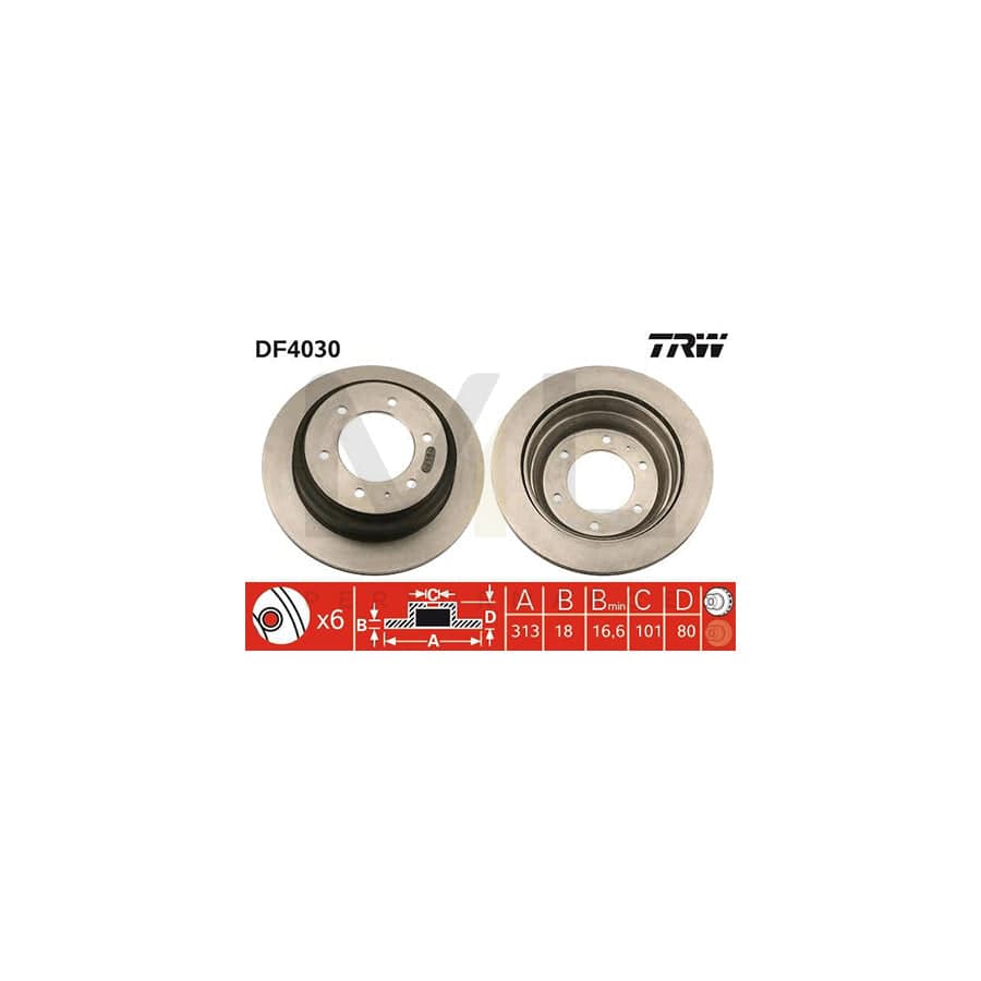 TRW DF4030 Brake Disc Vented, Painted  - 1 piece
