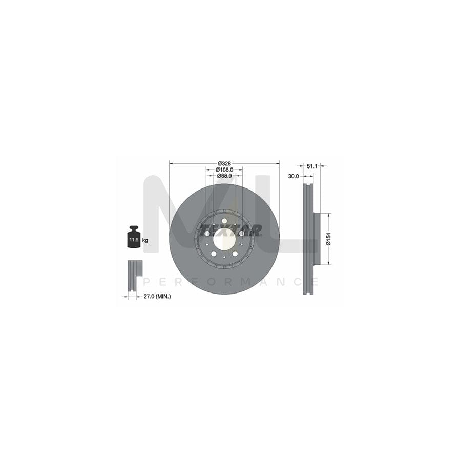 TEXTAR PRO+ 92284105 Brake Disc for VOLVO XC90 I (C, 275) Externally Vented, Coated, High-carbon  - 1 piece
