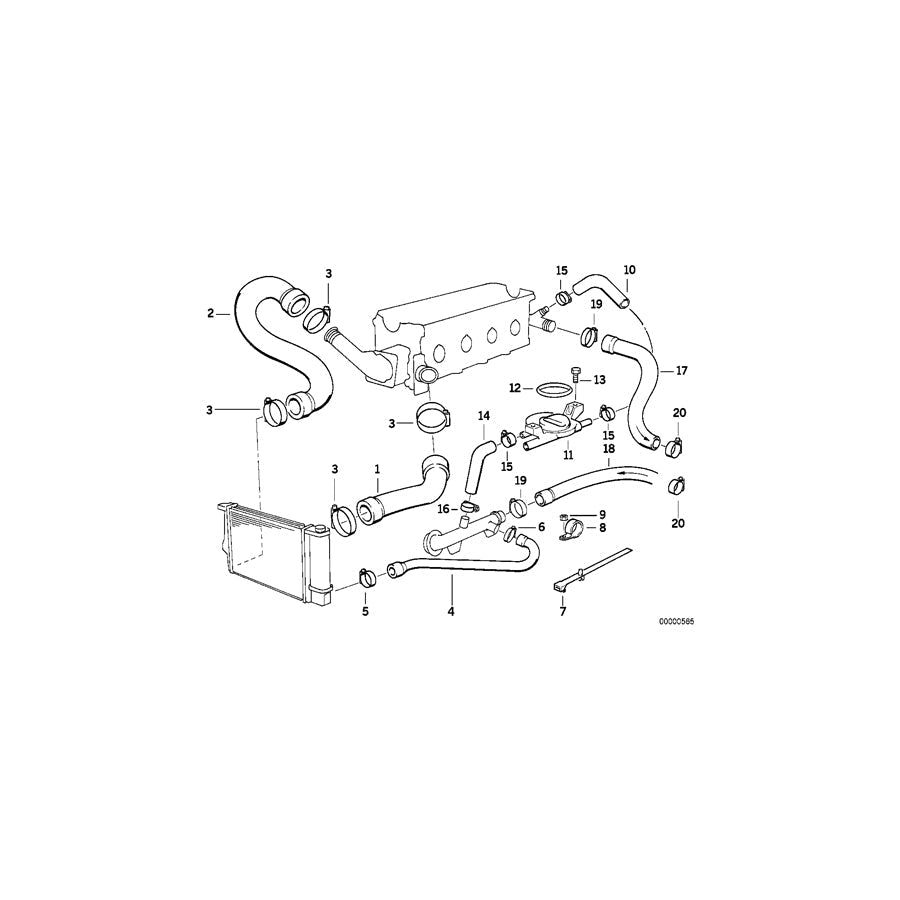 Genuine BMW 11531734455 E36 Water Hose (Inc. 316i & 318i)