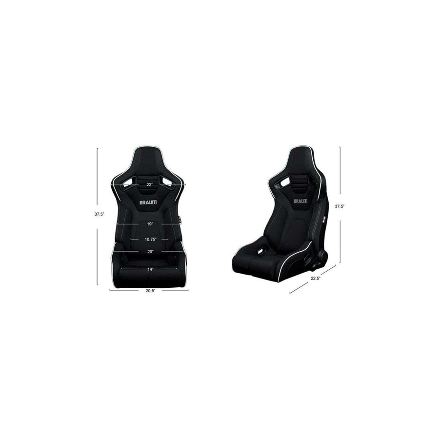 BRAUM Elite-R Series Sport Reclinable Seats (Black Cloth Black Trim) – Priced Per Pair