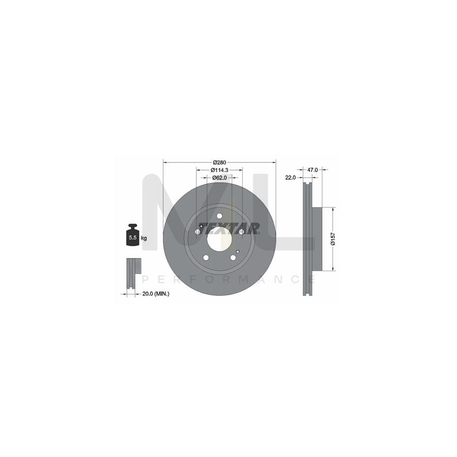 TEXTAR 92222100 Brake Disc Internally Vented, without wheel hub, without wheel studs  - 1 piece
