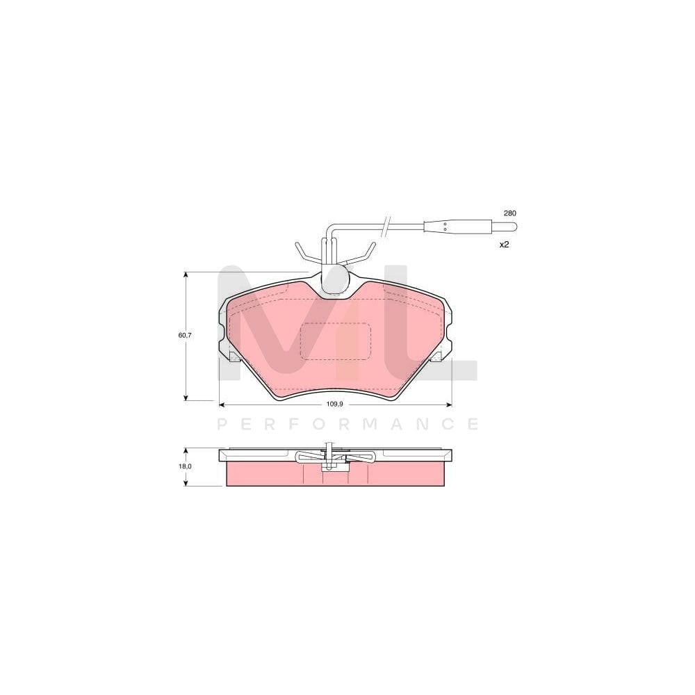 TRW Gdb1087 Brake Pad Set For Renault Laguna I Hatchback (B56) Incl. Wear Warning Contact, With Brake Caliper Screws, With Accessories