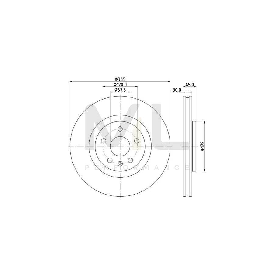 HELLA 8DD 355 132-621 Brake Disc Internally Vented, Coated, High-carbon, without wheel hub, without wheel studs | ML Performance Car Parts