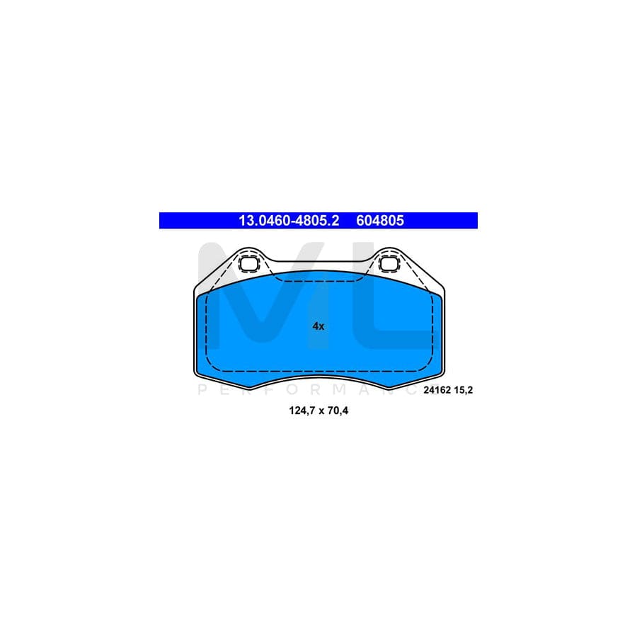 ATE 13.0460-4805.2 Brake pad set excl. wear warning contact, not prepared for wear indicator