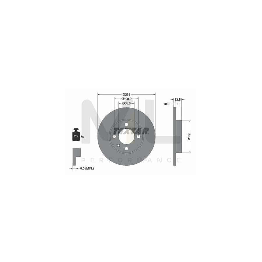 TEXTAR 92071900 Brake Disc Solid, without wheel hub, without wheel studs  - 1 piece