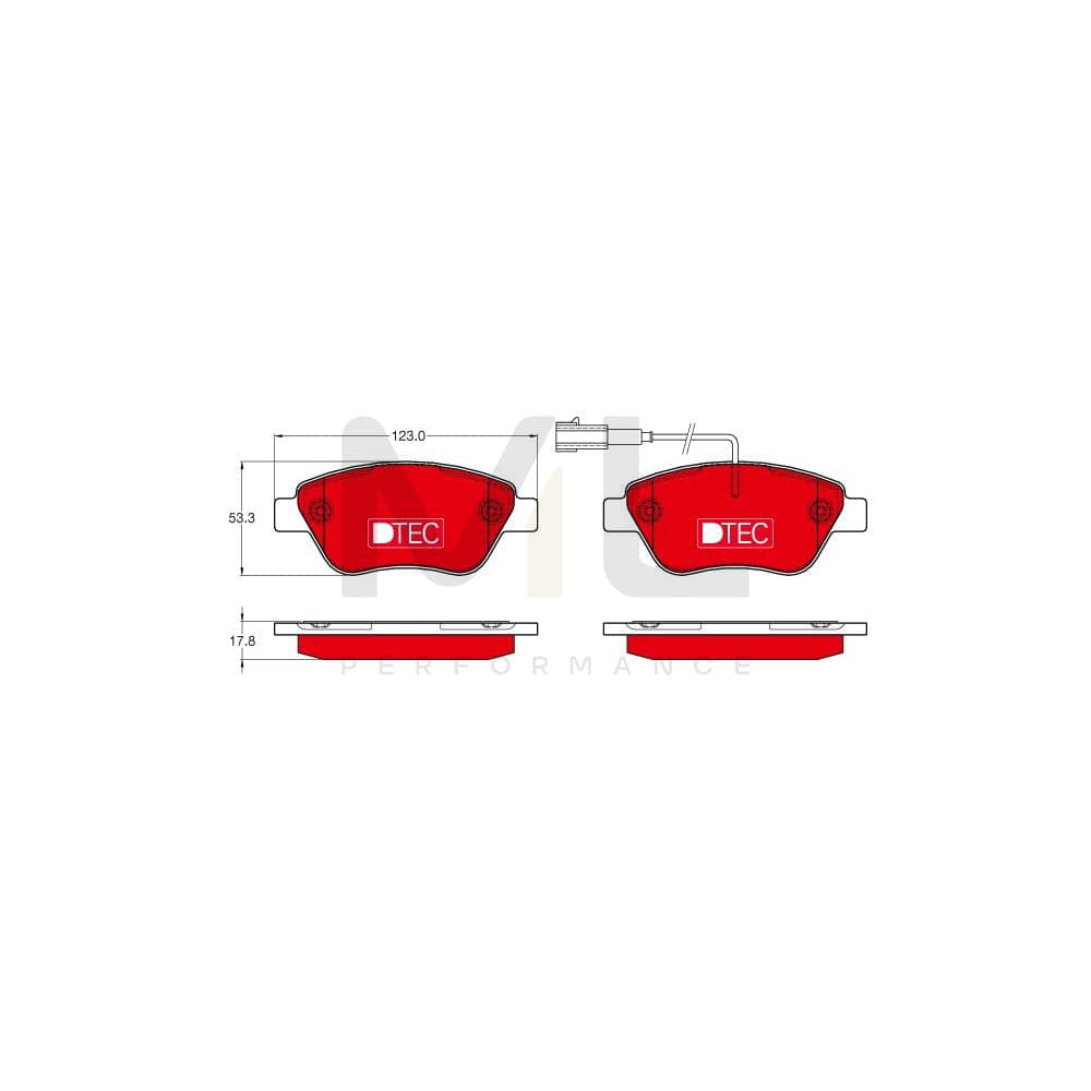 TRW Dtec Cotec Gdb1654Dte Brake Pad Set Incl. Wear Warning Contact, With Brake Caliper Screws, With Accessories