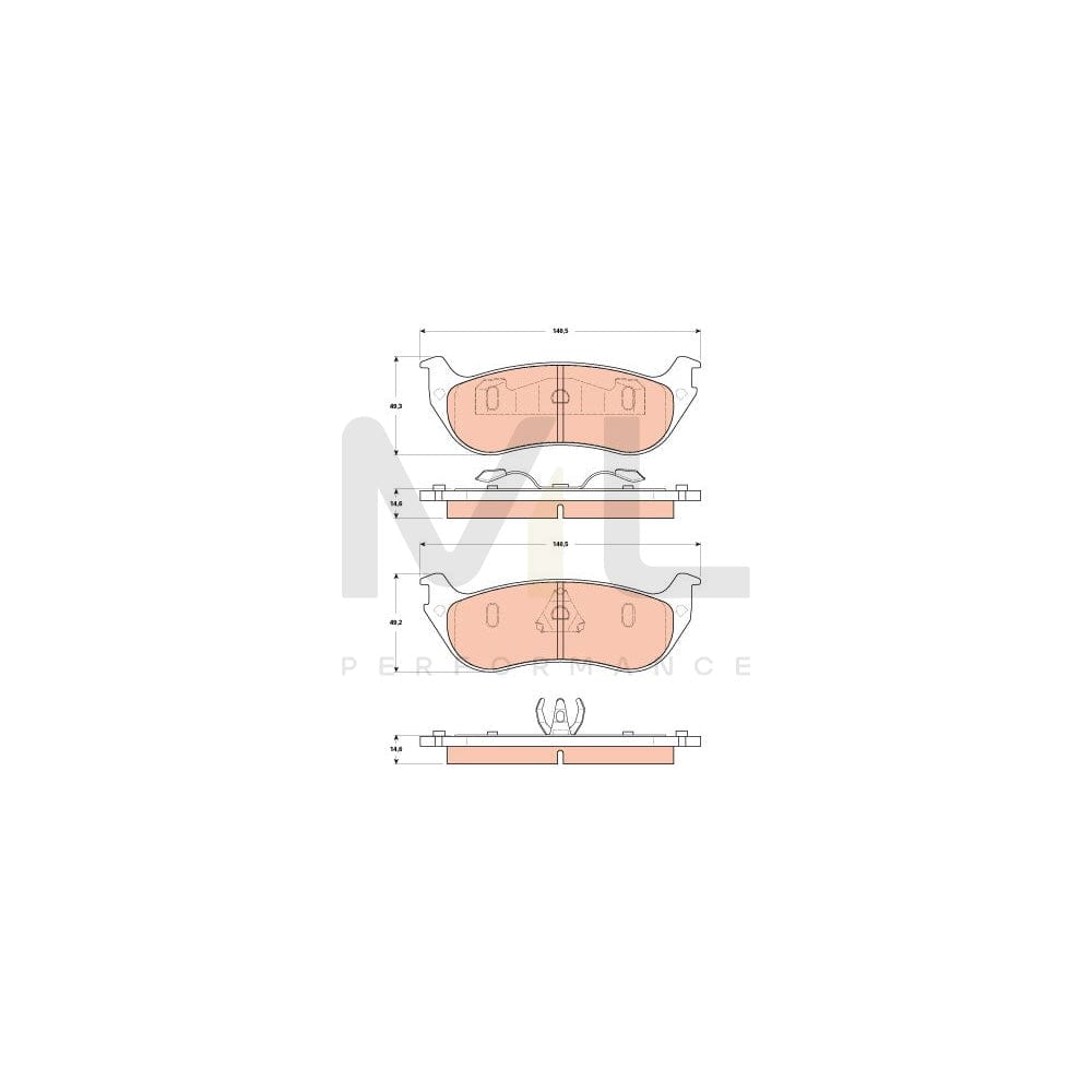 TRW Gdb4132 Brake Pad Set For Ford Usa Explorer Not Prepared For Wear Indicator