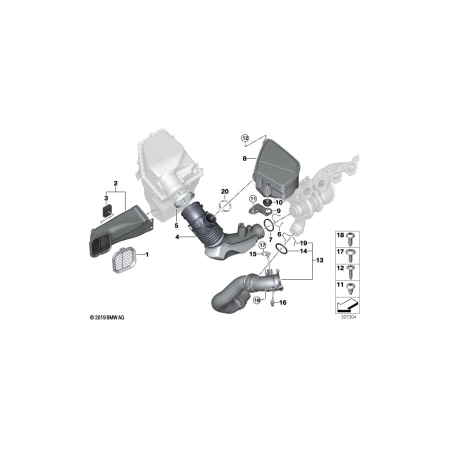 Genuine BMW 13718648428 G32 G06 G01 Spring Clip (Inc. 520i 1.6, X3 20i & 730i)