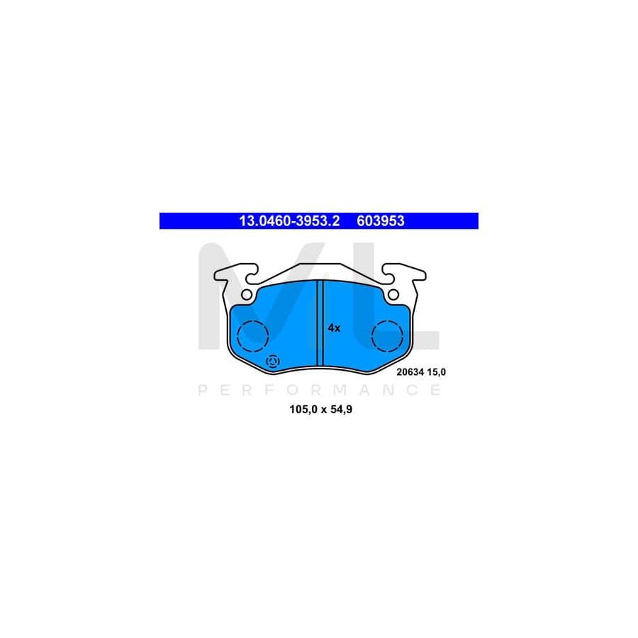 ATE 13.0460-3953.2 Brake pad set for RENAULT TWINGO excl. wear warning contact